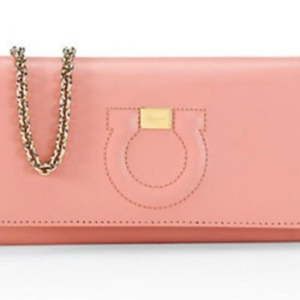 Salvatore Ferragamo Coral Pink Chain Wallet